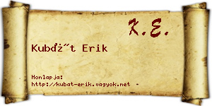 Kubát Erik névjegykártya