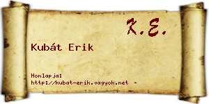 Kubát Erik névjegykártya